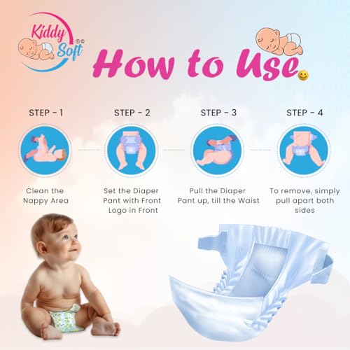 Image of KiddySoft Baby Diaper Pants with 5 Layer All Night Leakage Protection & Quick Absorbency (XL - 58, Pack of 3)