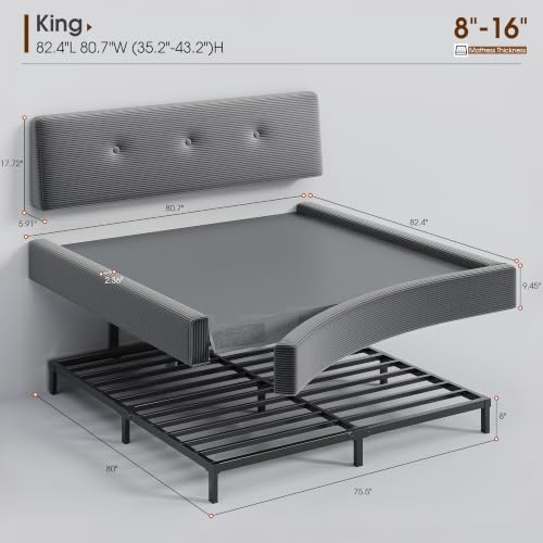 Image of EnHomee Cloud Bed Frame King Size with Adjustable Headboard