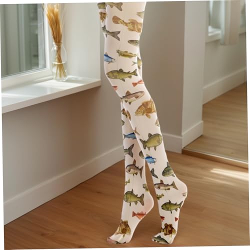 1Pair Colorful Tropical Fish Printed 120D Fun Tights for Women & Girls, Soft & Comfortable Free Size3