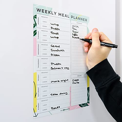 Magnetic A4 Weekly Meal Planner and Shopping List for Fridge Whiteboard or Office with Dry Erase Jungle Design - Image 3