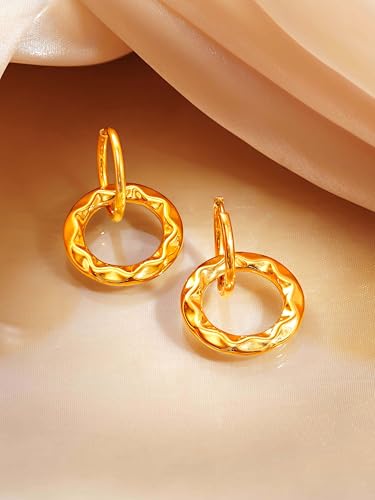Image of 18K Gold Plated Statement Hoop Earrings for Women | Trendy Hoops Earrings | Waterproof and Anti Tarnish Jewellery | Rakhi Gift for Sister | Gifts for Women | 1 Year Warranty*