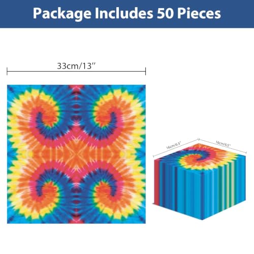 Image of 50 Pcs Tie Dye Napkins Tie Dye Birthday Party Disposable Paper Napkins Hippie Dinner Luncheon Napkin Supplies Decorations Favors for Birthday Baby Shower Party
