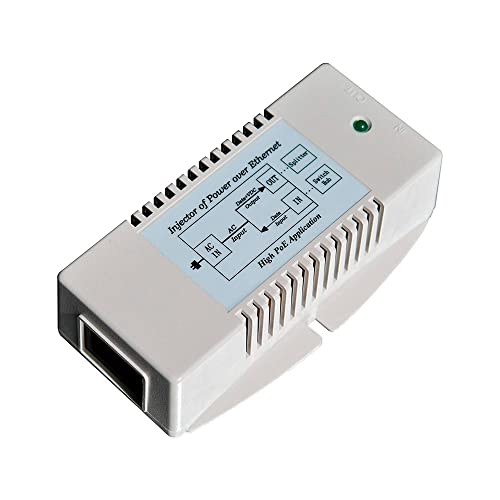 120/240VAC Input, 24V 36W Gigabit Passive PoE Inserter, PoE Pinout: 4,5V+; 7,8V-, UL1950, Shielded and Surge Protected, Includes Removeable US Power Cord