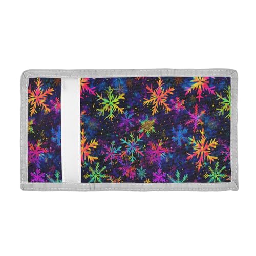 ALAZA Kids Wallets for Boys Girls Toddler Trifold Wallet Children Small Neon Snowflake with Zipper Coin Pocket2