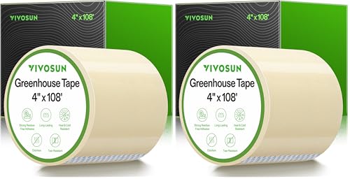 Image of VIVOSUN Greenhouse Repair Tape, 6.3 mil 4 inch x108' Weatherproof Clear Poly Patch Tape, Heavy Duty Greenhouse Sheeting Coverings Film Tape for Plastic Sheeting and Tents (Pack of 2)