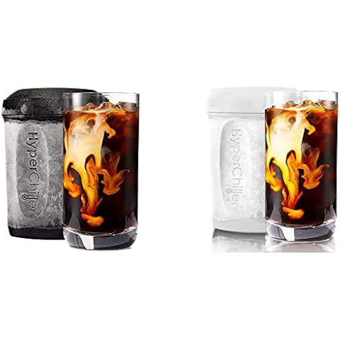 Bundle of HyperChiller HC2 Patented Iced Coffee/Beverage Cooler, 12.5 Oz, Black + HyperChiller HC2W Patented Iced Coffee/Beverage Cooler, 12.5 Oz, White, Reusable for Iced Tea, Wine, Spirits, Alcohol Cover