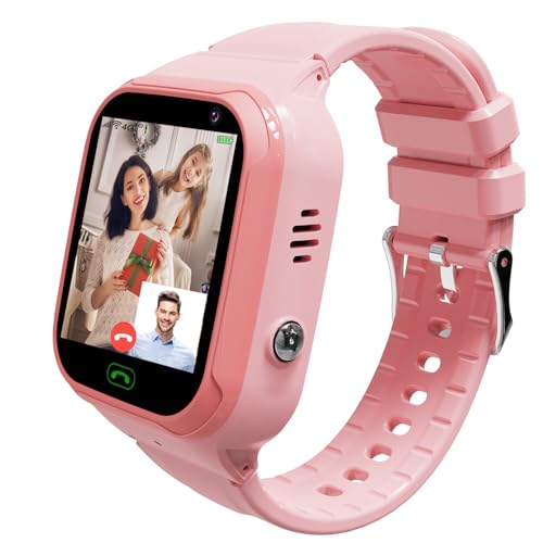4G Kids Smart Watch - Boys Girls GPS Tracker Kids Smartwatches Phone Watch Video Call SOS Alarm Voice Chat and Touch Screen Game Real Time Tracking Smartwatch for Age 3-12 (Pink)
