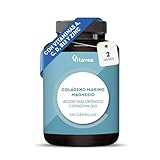 Colágeno Marino Hidrolizado + Magnesio + Ácido Hialurónico + Coenzima Q10-120 Cápsulas - Piel Radiante, Uñas y Cabello Saludables - Articulaciones y Huesos - Vitaminas A, C, D, B12 y Zinc- Vitavea
