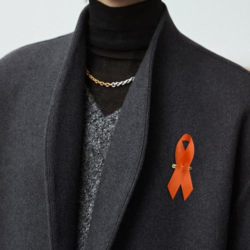 Image of Curvier 200PCS Orange Satin Leukemia Awareness Ribbons with Safety Pins