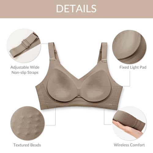 Women's Wireless Bra, Seamless Soft Push Up Bralettes, No Underwire Comfortable Full Coverage Everyday Bra - Image 5