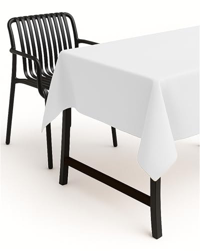 texpot Tischdecke 110 x 140 cm Weiß Leinenoptik Lotuseffekt Fleckschutz Bügelfrei Tischtuch – Ansicht 1