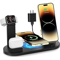 Cargador Inalámbrico Xiaomi Carrefour Cargador inalámbrico 3 en 1 de 18 W - Estación de Carga rápida Inteligente con rotación de 360° - Compatible con iPhone Airpods Applewatch Samsung Xiaomi y Otros Smartphones