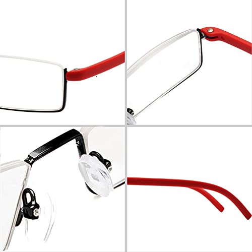 Image of REAVEE Half Frame Reading Glasses Women Thin Lightweight Spring Hinge Half Rimless Reader Glasses with Portable Cases