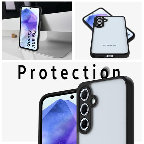 Image of KAPAVER Hybrid Series Back Cover Case Compatible with Galaxy A55 (PC+TPU) (Black)