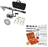 PLUSINNO Telescopic Fishing Rod and Reel, 212pcs Fishing Tackle Kit with Tackle Box