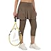 ANIVIVO Skirted Leggings for Women with Pockets, Tennis Yoga Golf Pickleball Skirt with Capris Leggings(All Brown,2XL)