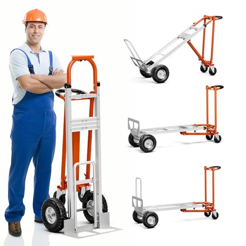 4-in-1 Foldable Hand Truck Cart - 800LBS Capacity, Convertible Dolly with 4 Modes (Hand...