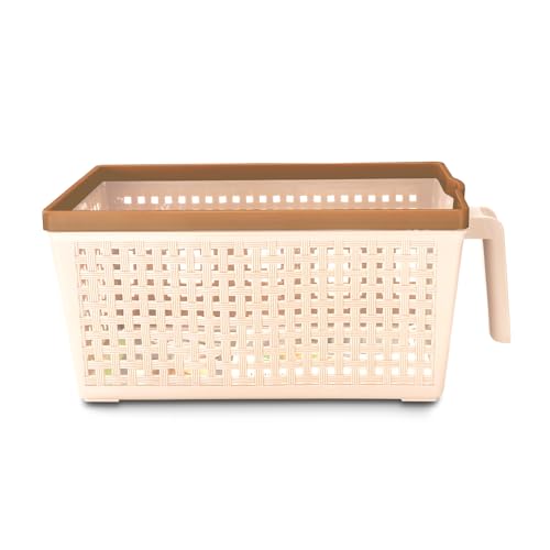 Nayasa Plastic Frill Basket | 6 Litre | Rectangular Shape | Veg Baskets for Storage in Kitchen | Food Basket for Kitchen | Peach Nayasa Plastic Frill Basket | 6 Litre | Rectangular Shape | Veg Baskets for Storage in Kitchen | Food Basket for Kitchen | Peach