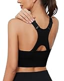 Sykooria Sports Bras for Women High Support Adjustable Strap Gym Bras Racerback Workout Tops Built in Bras Black M