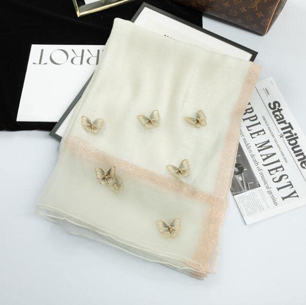 Women Mulberry Silk Scarf Lightweight Scarves Embroidered Butterfly Shawls and Wraps for Evening Dresses3