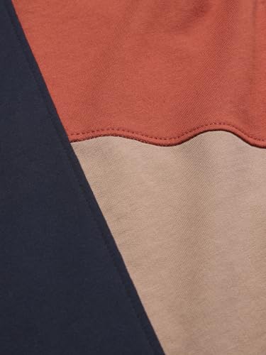 Image of The Souled Store True Navy Men and Boys Round Neck Multicolor Color Blocked Cotton Oversized Full Sleeve T-Shirts