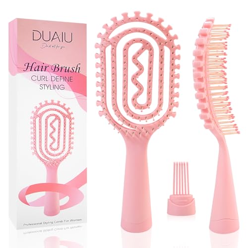 DUAIU Detangle Hair Brush Women, Vent Hair Comb for Detangling, Wet, Curly, Styling, Faster Drying, Scalp Massage, Bounce Effect