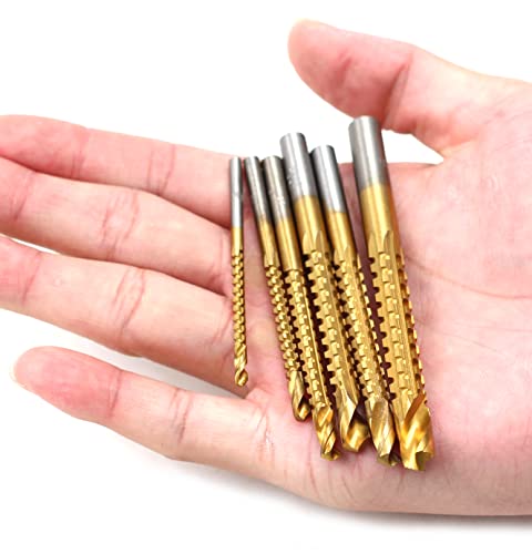 6 piezas de brocas para sierra de ranura con recubrimiento de titanio para carpintería, madera, metal y plástico, brocas de perforación de 3 a 8 mm miniatura 2