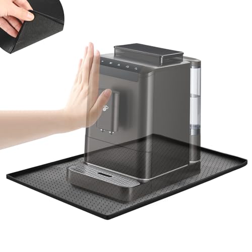 Exsink Alfombrilla para Cafetera 48x30cm - Antideslizante y Impermeable con Borde Alto, capa inferior de fieltro Compatible con De'Longhi/Philips, Protege Encimeras