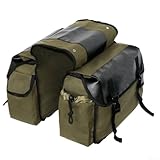Fahrradtasche aus Segeltuch mit Ledernähten für dauerhaften Gebrauch, mehreren Fächern und klassischer Schnalle für Pendeln und Reisen (Armeegrün)