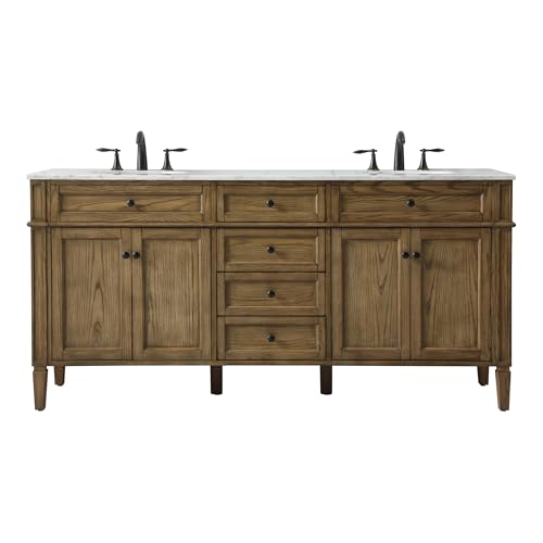 ARS Concepts 72 Double Bathroom Vanity with Carrara White Marble Top Soft-Close Driftwood