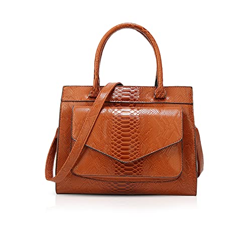 NICOLE & DORIS Bolsos de Mujer de Cocodrilo Bolso Bandolera Mujer Grande Cuero Bolso PU Bolsos de Hombro de Moda marrón