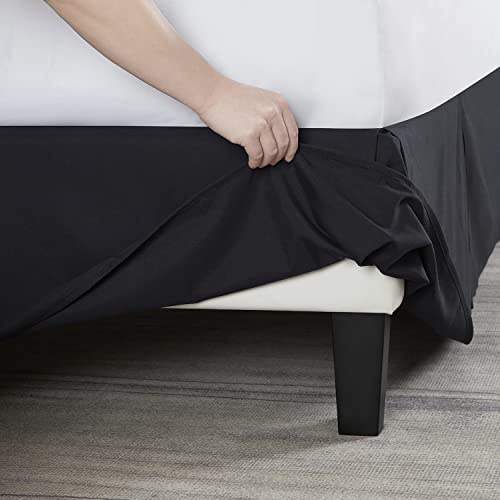 Image of Nestl Black Full Bed Skirt - Full Size Bed Skirt 14 Inch Drop - Brushed Microfiber Bed Skirts - Hotel Quality Pleated Bed Skirt - Shrinkage & Fade Resistant