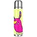 Monster Yellow Best Bouteille thermos en acier inoxydable - Tasse isotherme en cuir - Café chaud ou thé froid + bouchon de boisson - Parfait pour le bureau, le camping et l'extérieur