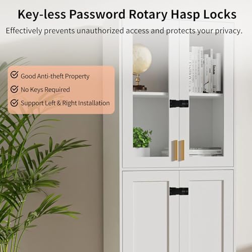 Image of 2 Pcs Combination Rotary hasp Lock, 4 in Metal Padlock Hook, with 3-Digit Combination Cabinet Lock, Suitable for cabinets, Drawers,Closets and Other Door Security Combination Locks(Black)