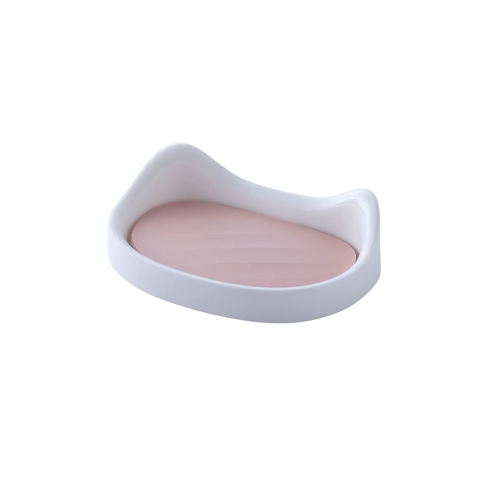 JINGYAN Soap Dishes Soap Box Rack Suction Cup Wall-mounted Holder Drainer Bathroom Shower Supplies Dish Storage Plate Tray Case(Pink)