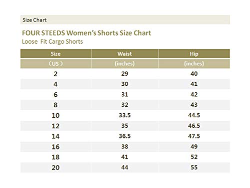 Foursteeds FSASH0042KH-14 Women'S Cotton Loose Fit Zipper Multi-Pockets Twill Bermuda Drawstring Women Cargo Shorts Khaki Us 14 thumb #1