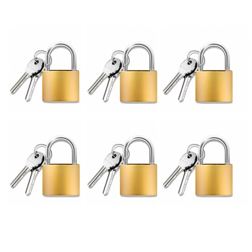 Luggage Locks with Keys, 20mm Small Padlock School Gym Locker Lock, Keyed Metal Pad Locks for Travel Baggage & Suitcases, 6 Pack