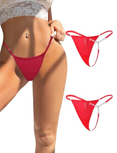 Image of comeondea G String Thongs for Women Rhinestone T-back Tangas Mesh Underwear
