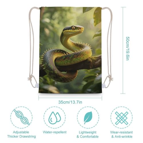 Rough - Scaled Bush Viper Drawstring Backpack - Canvas Sports Gym Sackpack, Lightweight String Bag for Beach & Travel2