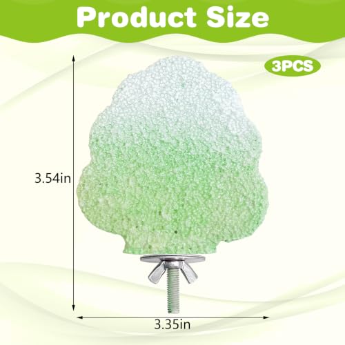 Image of PINVNBY 3PCS Bird Beak Grinding Stone Resin Bird Perch Stand Grinding Claw Birds Cage Perch Parrot Climbing Chewing Toys Parakeet Cage Accessories for Budgies Cockatiels Conures (Green)