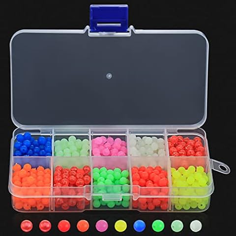 BB Hapeayou Fishing Beads 5mm Floating Assortment(1000pcs/Box) for Fishing Rigs/Fising Line Saltwater Freshwater- Plastic Glow Mix Color Cover