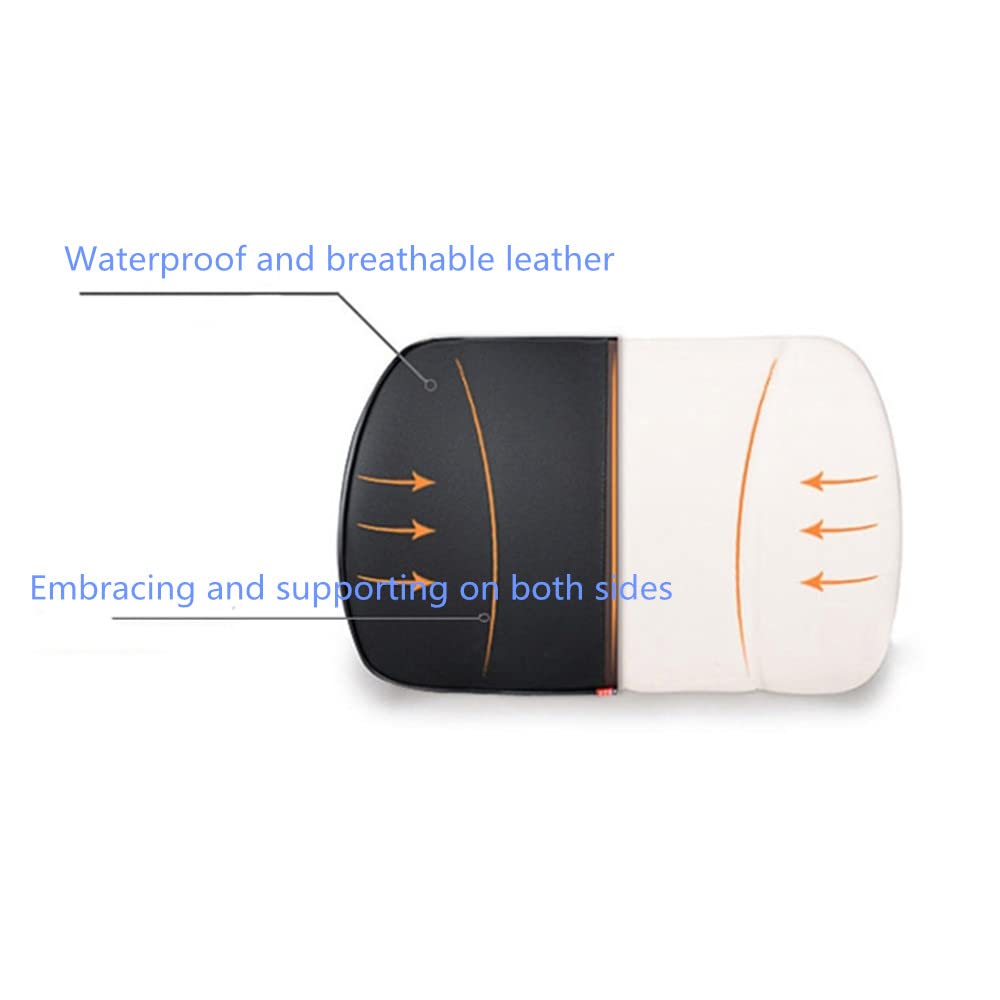 Cómoda almohada lumbar con diseño ergonómico y espuma viscoelástica, soporte de espalda para aliviar el dolor de espalda, adecuada para sillas de oficina, sillas reclinables, etc. (caqui)
