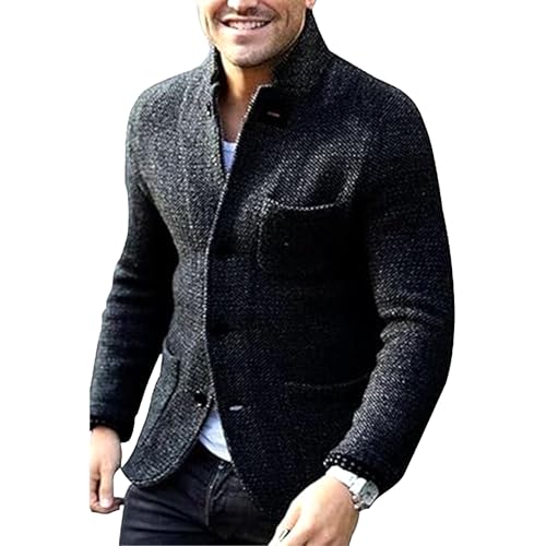 Cardigan à manches longues pour homme veste laine col montant
