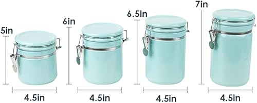 Miniatura 7 de Home Basic Set de 4 frascos con cuchara de cerámica Turquoise Beige, Black, Marrón, Gris, Mint, Red, Turquoise, White