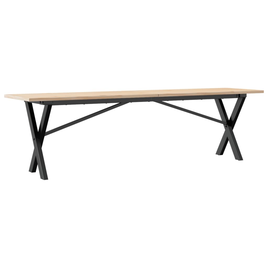 Table rustique en bois massif non traité avec piètement métallique design 160 cm