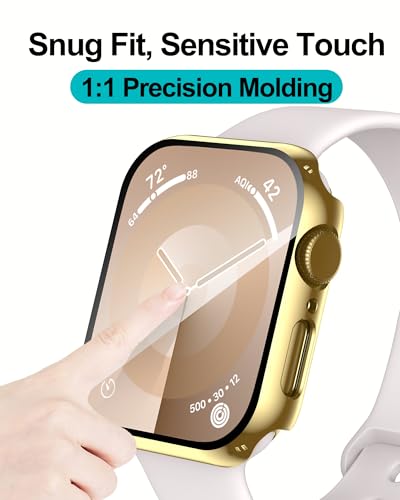 Image of Smiling 2 Pack Case Compatible with Apple Watch SE 3 (2025) / SE 2 / SE /Series 6 /5 /4 40mm with Tempered Glass Screen Protector, Hard PC Case Overall Protective Cover- Gold