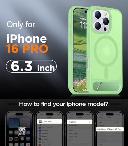 Image of Magnetic Compatible with iPhone 16 Pro Case, [Built-in Invisible Kickstand][Compatible with MagSafe] [Military Grade Shockproof] Slim Translucent Matte Phone Case for iPhone 16 Pro 6.3 inch