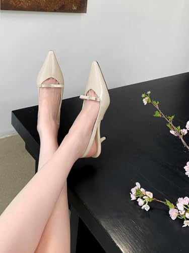 Coutgo Womens Slingback Kitten Heels Bow Pointed Toe Wedding Dress Shoes — view 2