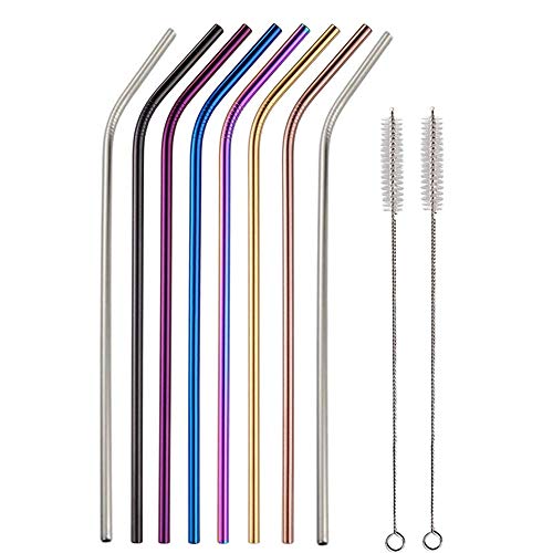 Metal Smoothie Straws with Cleaning Brushes (8 PCS)