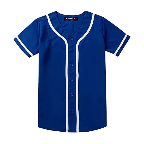 Ealer Bjw80 Womens Button Down Baseball Jersey, Blank Softball Team Uniform, Hip Hop Hipster Plain Tshirts Short Sleeve Active Tee Shirts Blue #TOP3